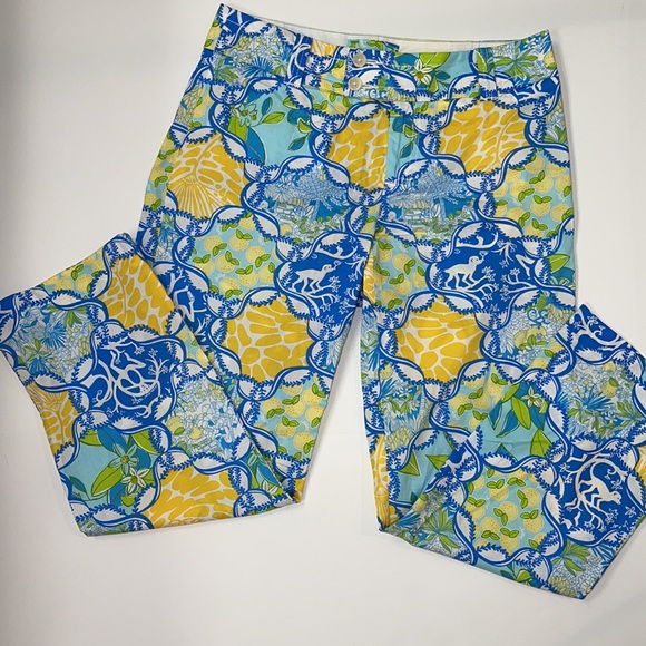 Lilly Pulitzer Pants - LILLY PULITZER BLUE & YELLOW MONKEY LEMON PANTS